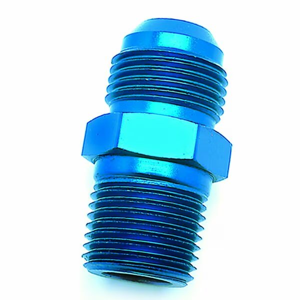 ADAPTER FITTING Straight Flare To Pipe Adapter 8AN x 14 Inch NPTF Anodized Black Aluminum Si, Speedfx, Mfr#: 560816BK